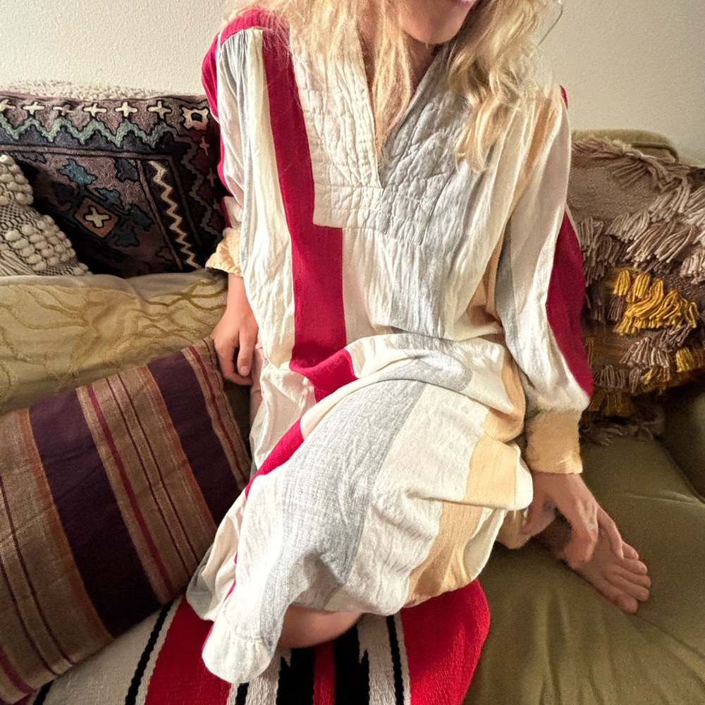 VTG Red and White Striped Kaftan Dress